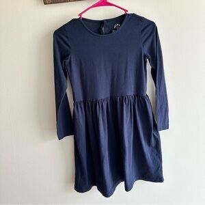 Navy Blue Long Sleeve Kids Dress primary color navy size 10